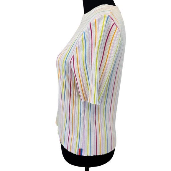 KUHL X RTR Women's Cream Rainbow Striped The Jenna Top Size Medium - Picture 5 of 9